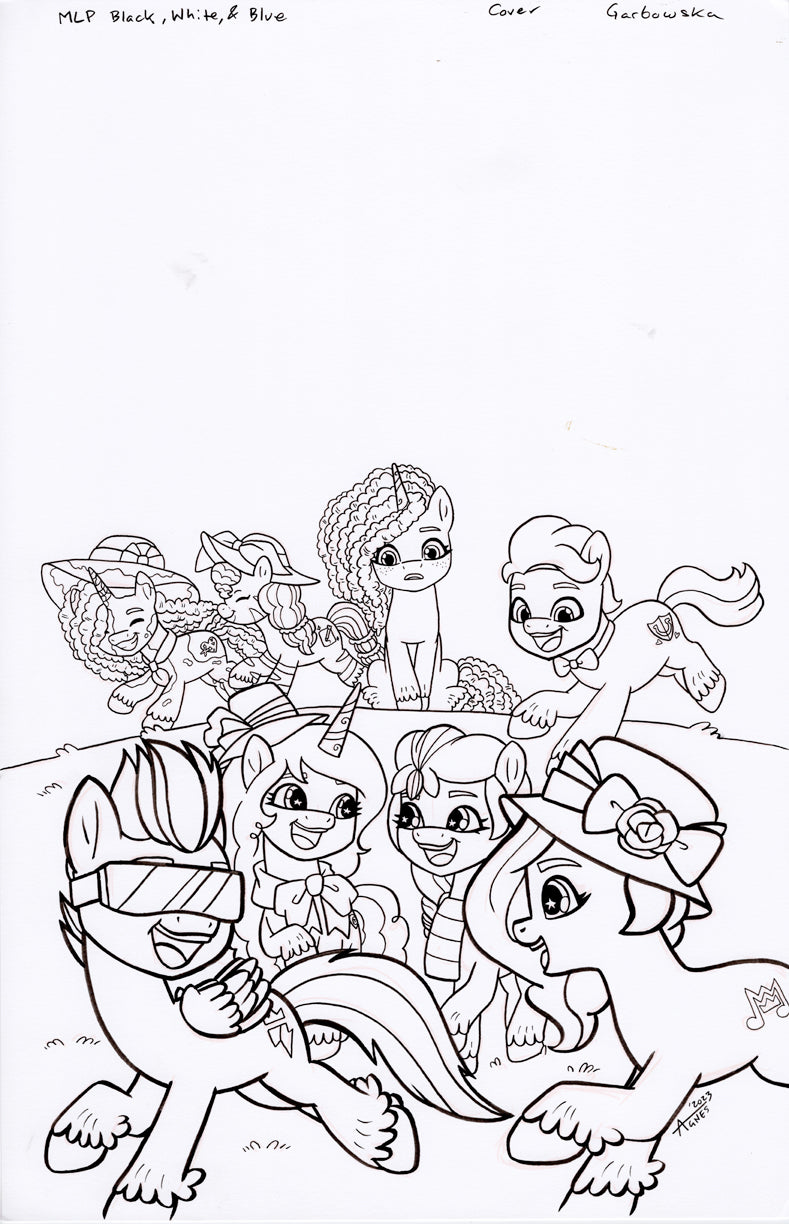 Original Art: MLP Black, White, & Blue Cover