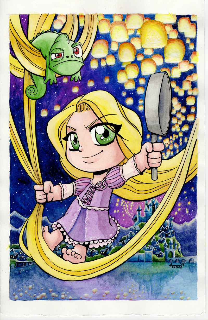 Original Art: Tangled (Watercolor)