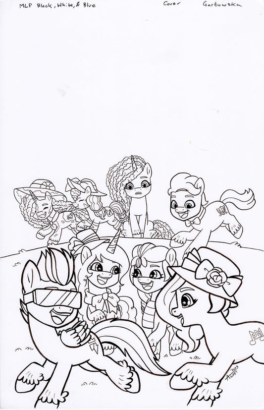 Original Art: MLP Black, White, & Blue Cover
