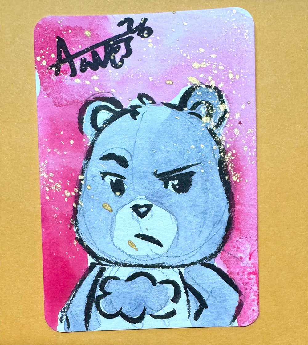 Grumpy Bear Pink Background