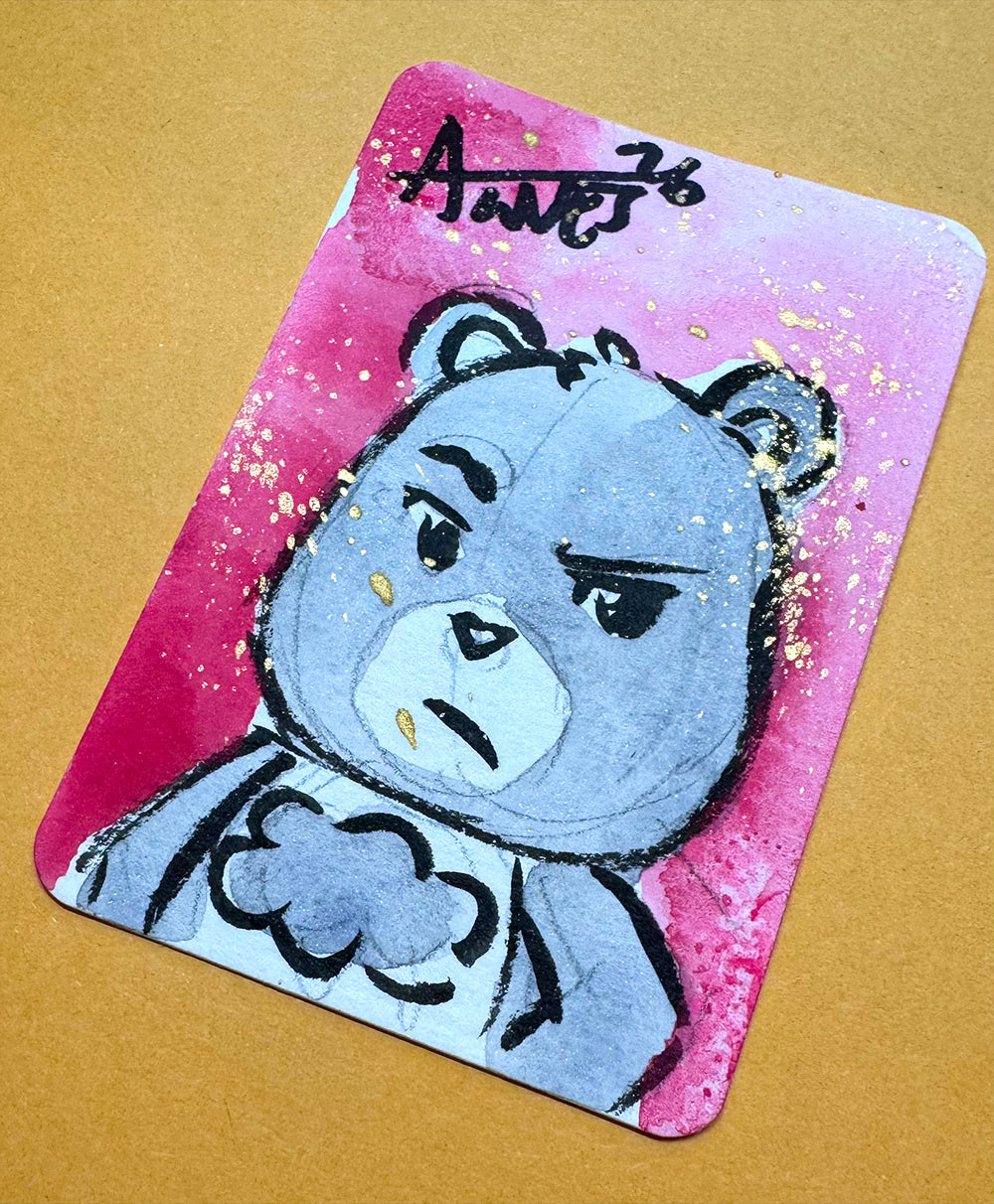 Grumpy Bear Pink Background